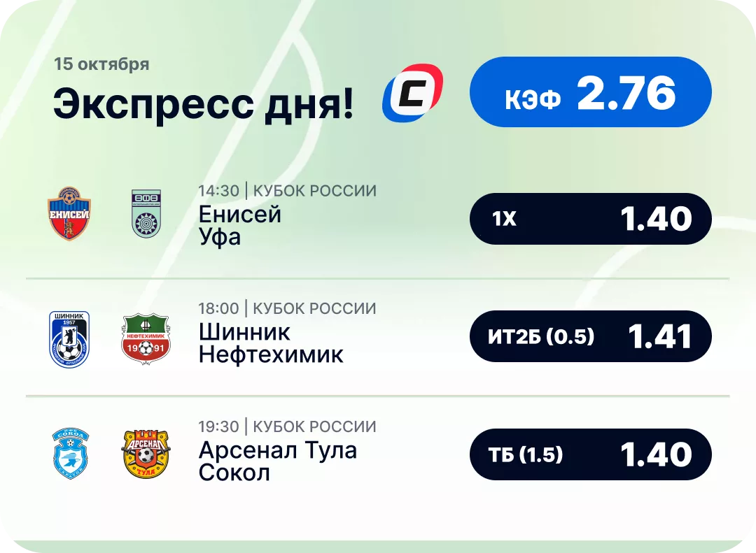 Футбольный экспресс дня на 15 октября