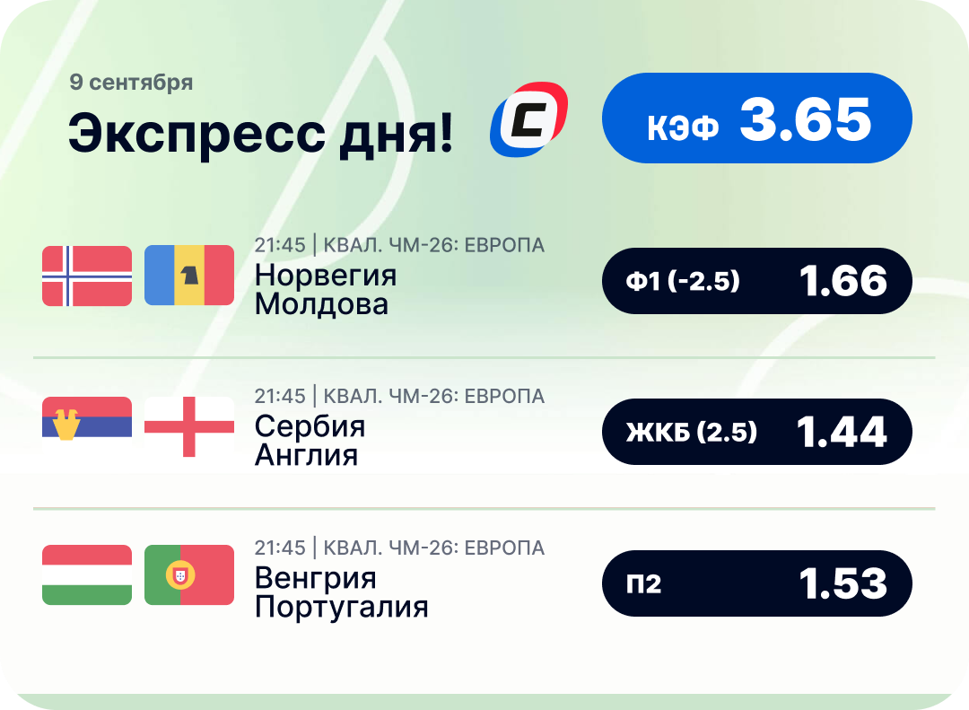 Футбольный экспресс дня на 9 сентября №2