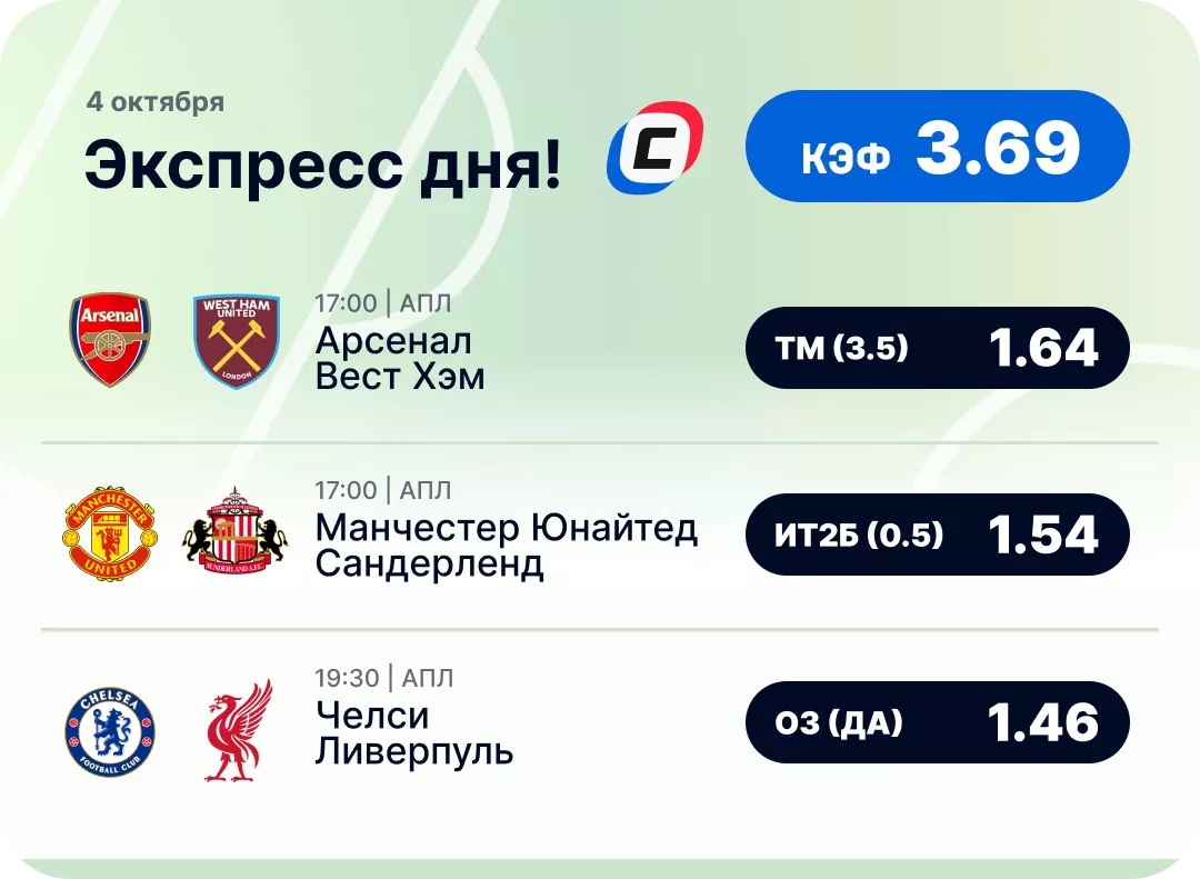 Футбольный экспресс дня на 4 октября №1