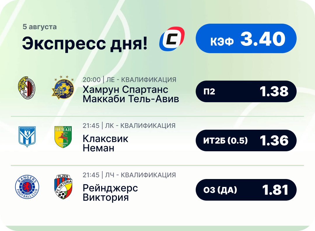 Футбольный экспресс дня на 5 августа №2