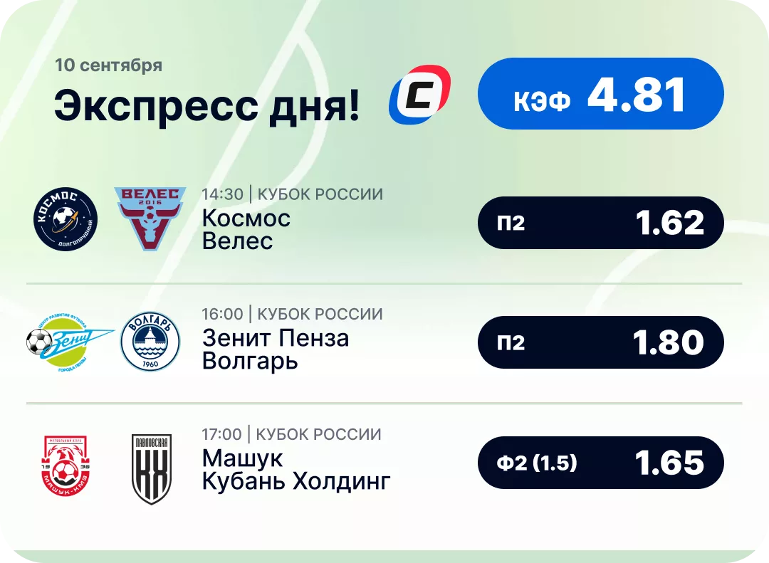 Футбольный экспресс дня на 10 сентября