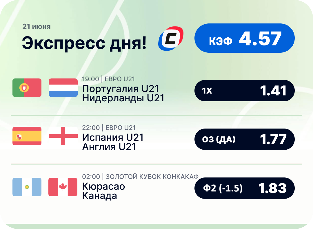 Футбольный экспресс дня на 21 июня №2