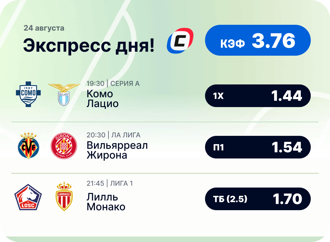 Футбольный экспресс дня на 24 августа №2