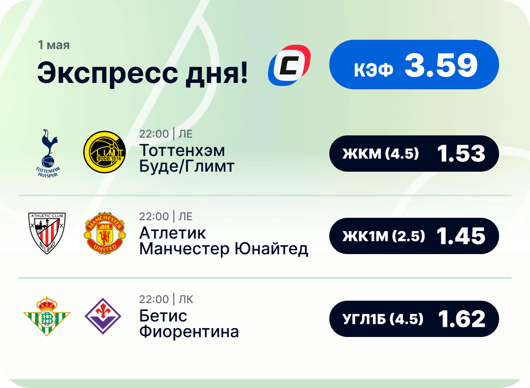 Футбольный экспресс дня на 1 мая