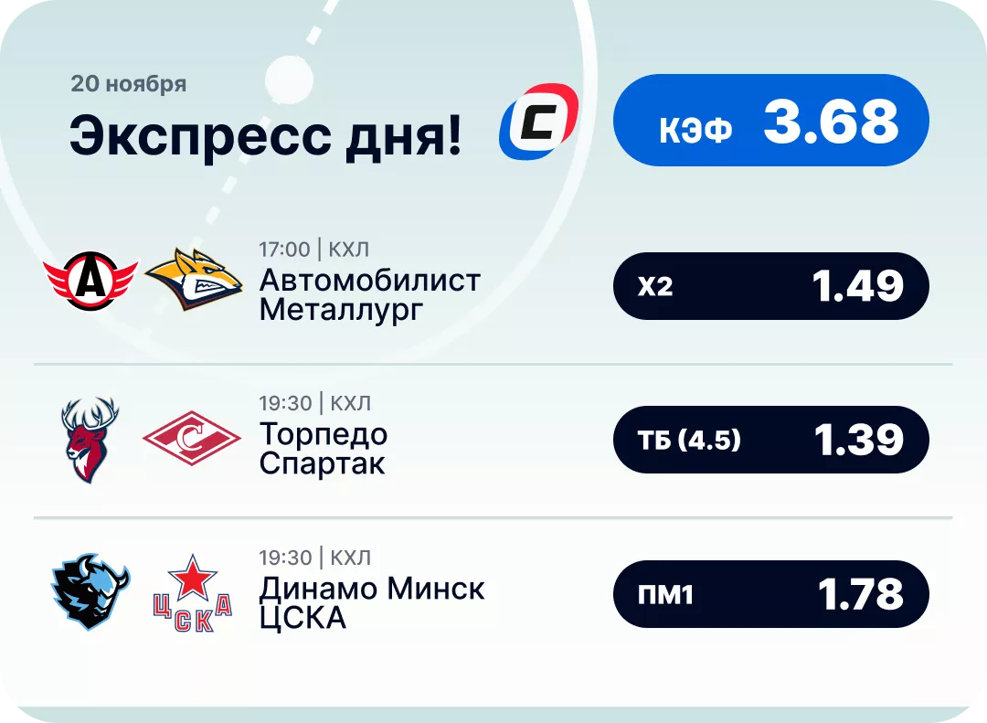 Экспресс дня на 20 ноября Хоккейный экспресс дня на 20 ноября