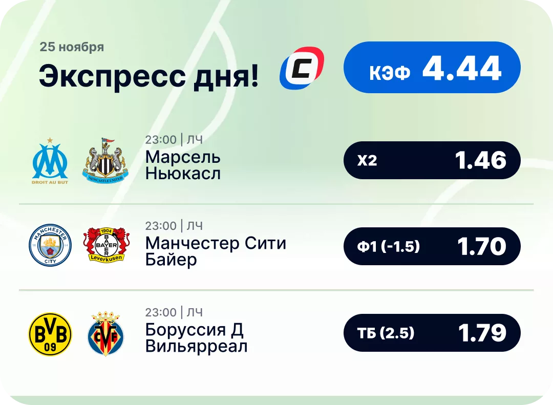 Футбольный экспресс дня на 25 ноября №2