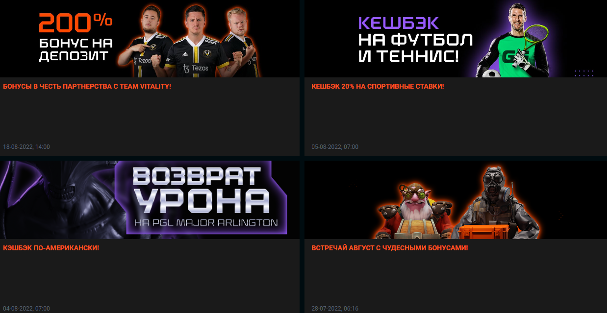 Прошедшие бонусные акции GGBet