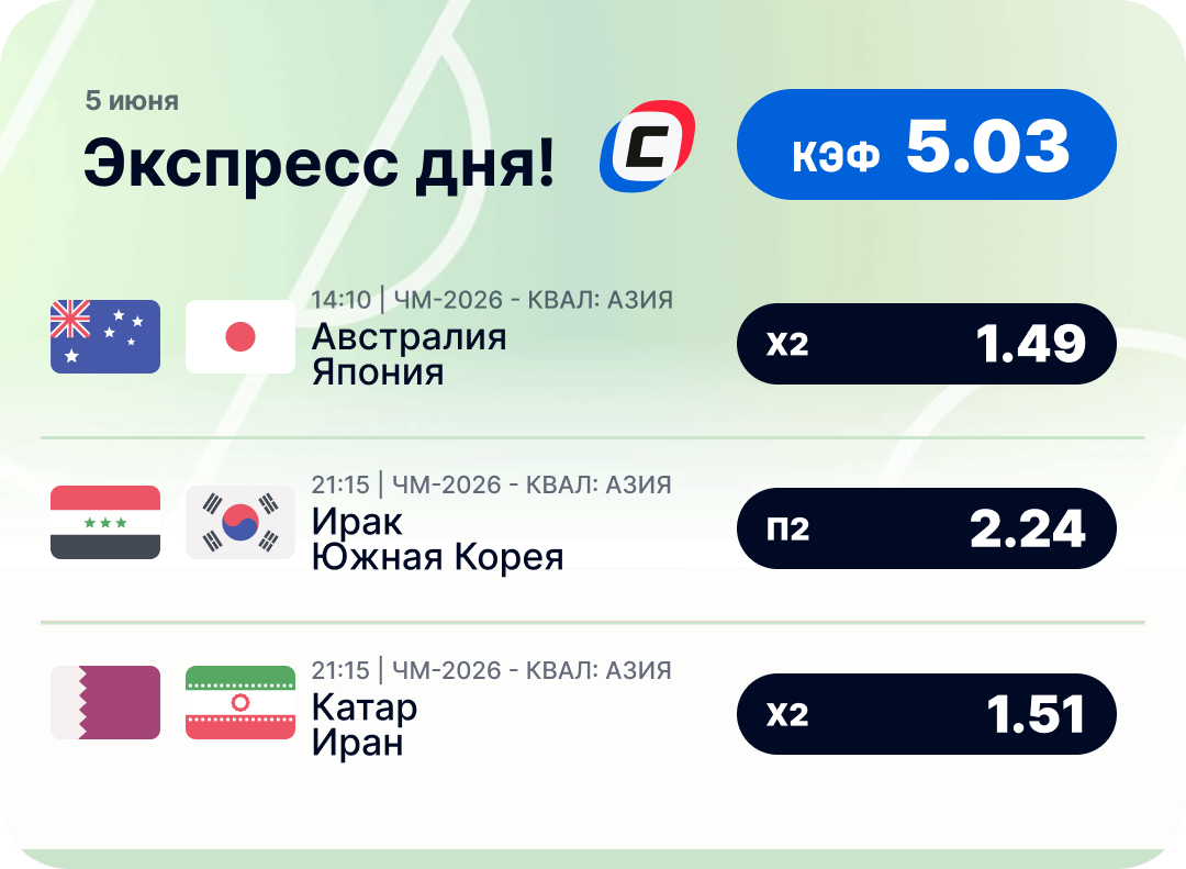 Футбольный экспресс дня на 5 июня №2