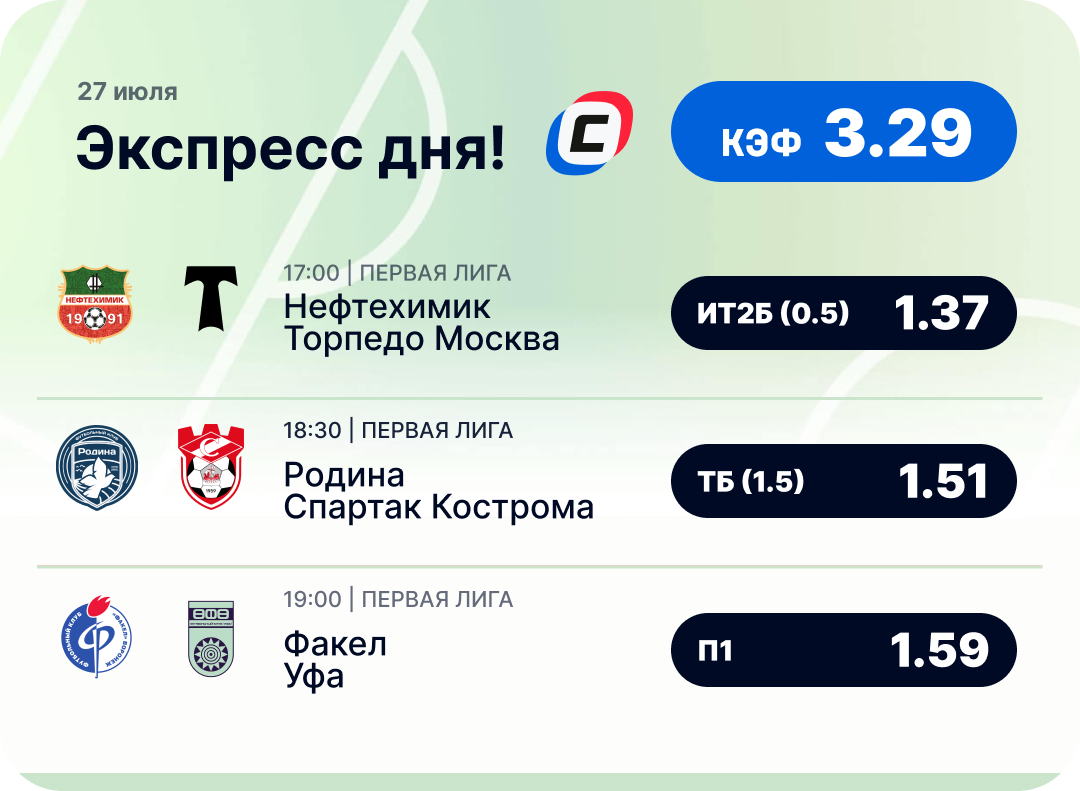 Футбольный экспресс дня на 27 июля №2