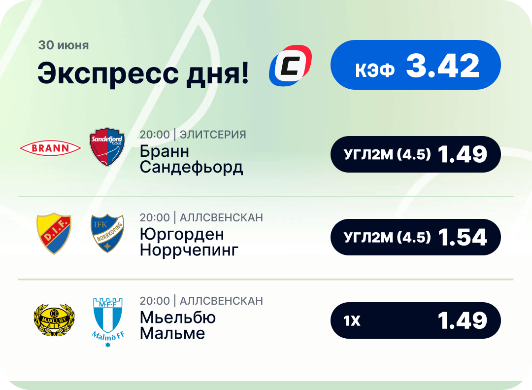 Футбольный экспресс дня на 30 июня №2
