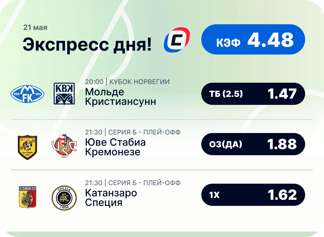 Футбольный экспресс дня на 21 мая №2