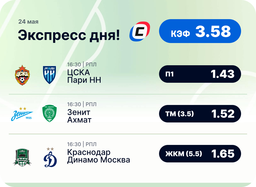 Футбольный экспресс дня на 24 мая №2