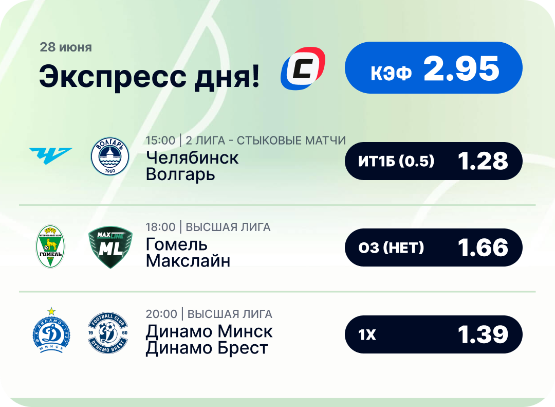 Футбольный экспресс дня на 28 июня №2
