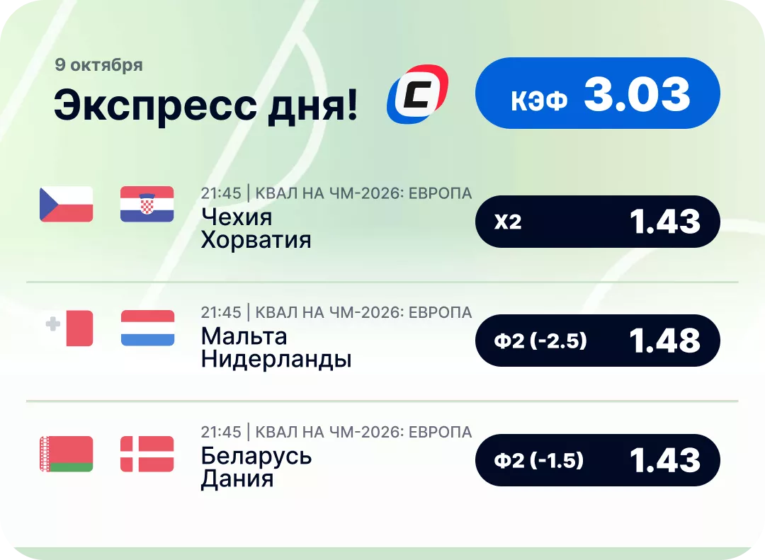 Футбольный экспресс дня на 9 октября