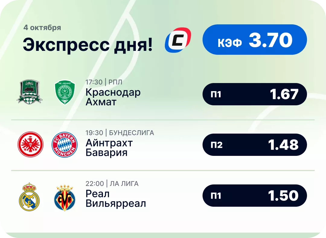 Футбольный экспресс дня на 4 октября №2