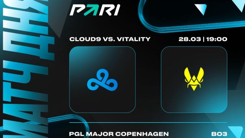 PARI: Team Vitality выбьет Cloud9 из PGL Major Copenhagen 2024 по CS2