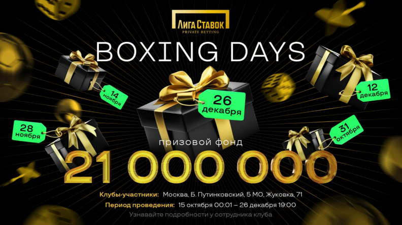 Лига Ставок запустила акцию Boxing Days с призовым фондом в 21 миллион рублей