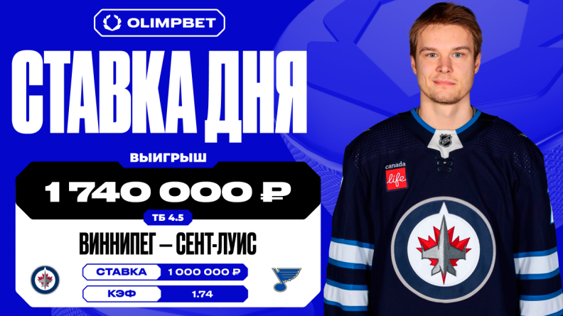 Шайба Наместникова помогла клиенту OLIMPBET выиграть 1,7 млн на матче плей-офф НХЛ 